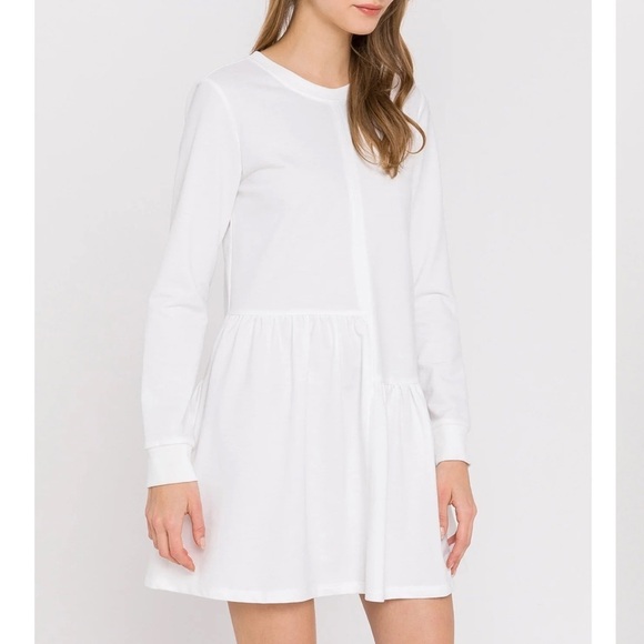 English Factory Women’s White Unbalanced Seam Long Sleeve Mini Dress Size Small - Picture 1 of 7